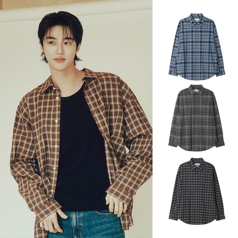 [] メンズコットンリラックスフィットチェックシャツ [8color] 045514