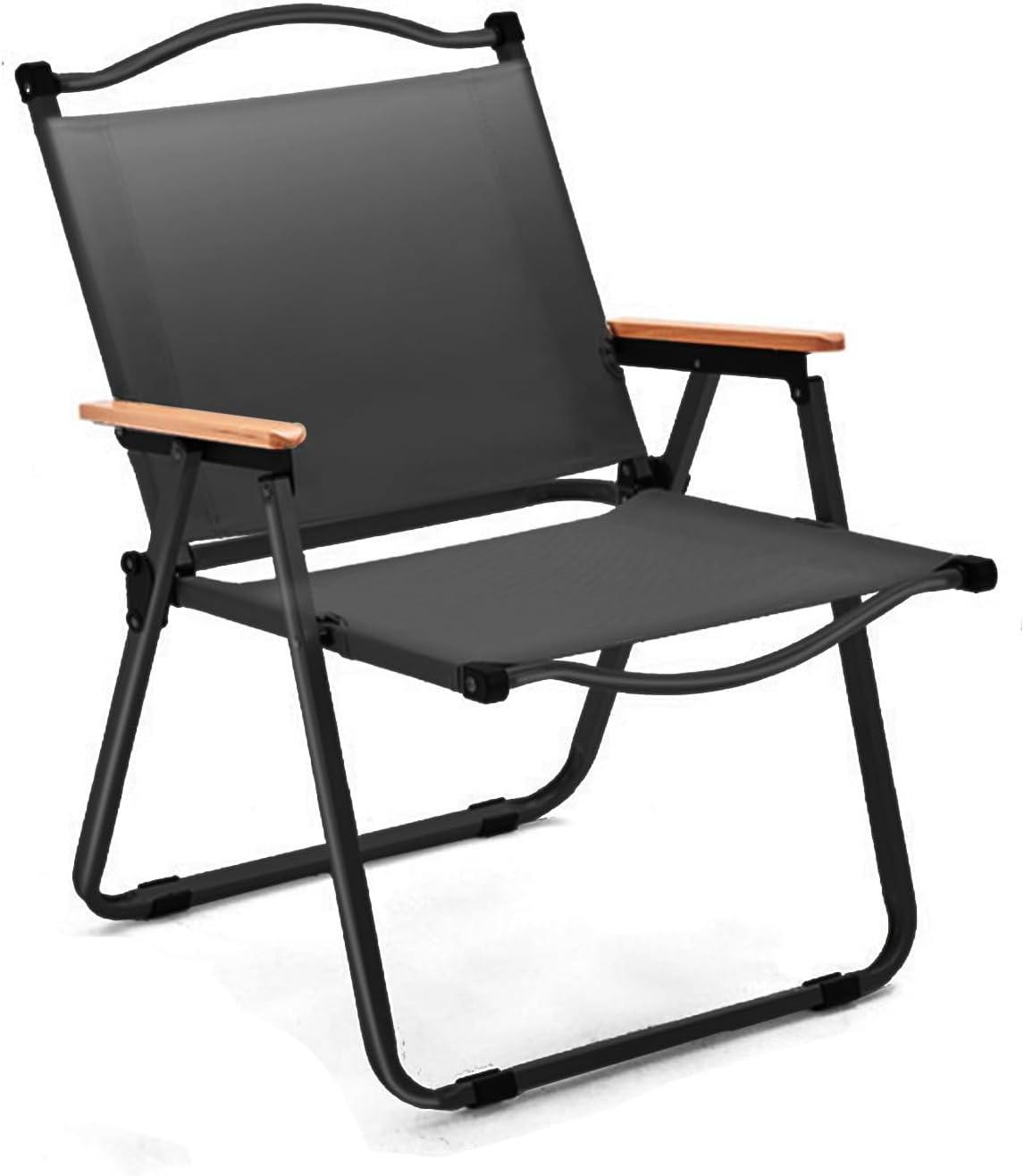 折りたたみ式アームレストチェア 耐荷重150kg アウトドア用 ブラック