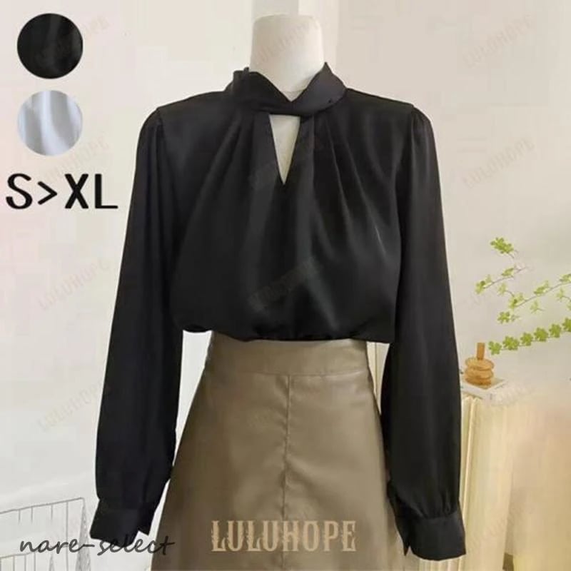 （今月の新品）シャツ ブラウス 長袖 通勤 日常 おしゃれ ブラック 事務服 就活 就職活動 リクルート 面接 トップス 会社 仕事着 スーツ インナー オフィス 4,873円