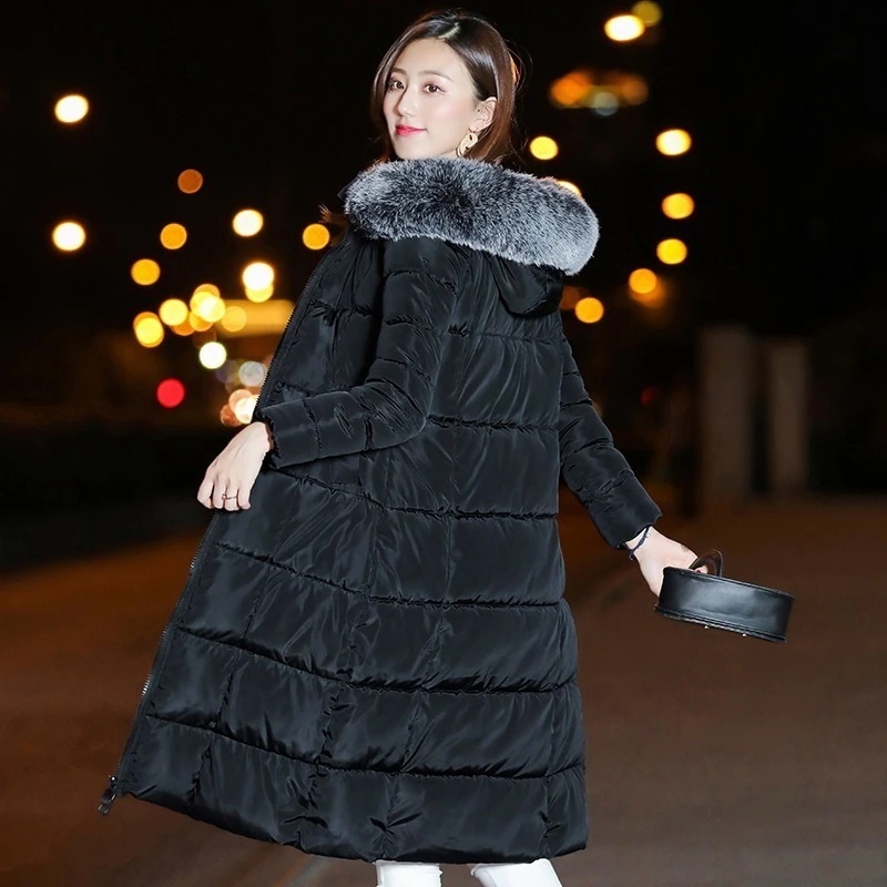 ロング中綿コート中綿ジャケットレディーストップスロング膝丈中綿ファスナーフード付き無地あったか冬物ポケットゆったりおしゃれカラバリ