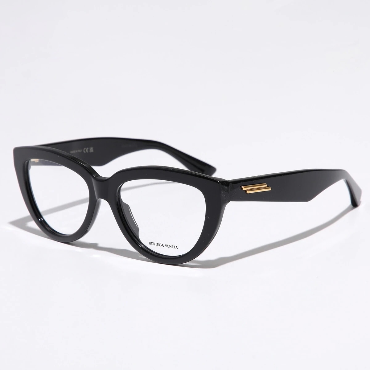 BOTTEGA VENETA ボッテガヴェネタ メガネ BV1259O レディース キャットアイ型 セルフレーム フルリム めがね 眼鏡 ロゴ 001/BLACK-BLACK-TRANSPARENT