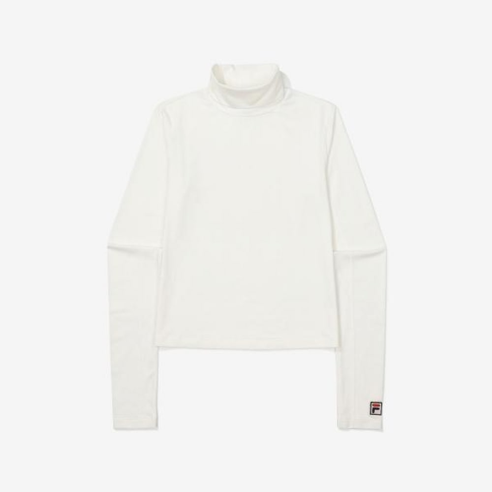 フィラ モックネック 長袖Tシャツ 綿混紡ストレッチ