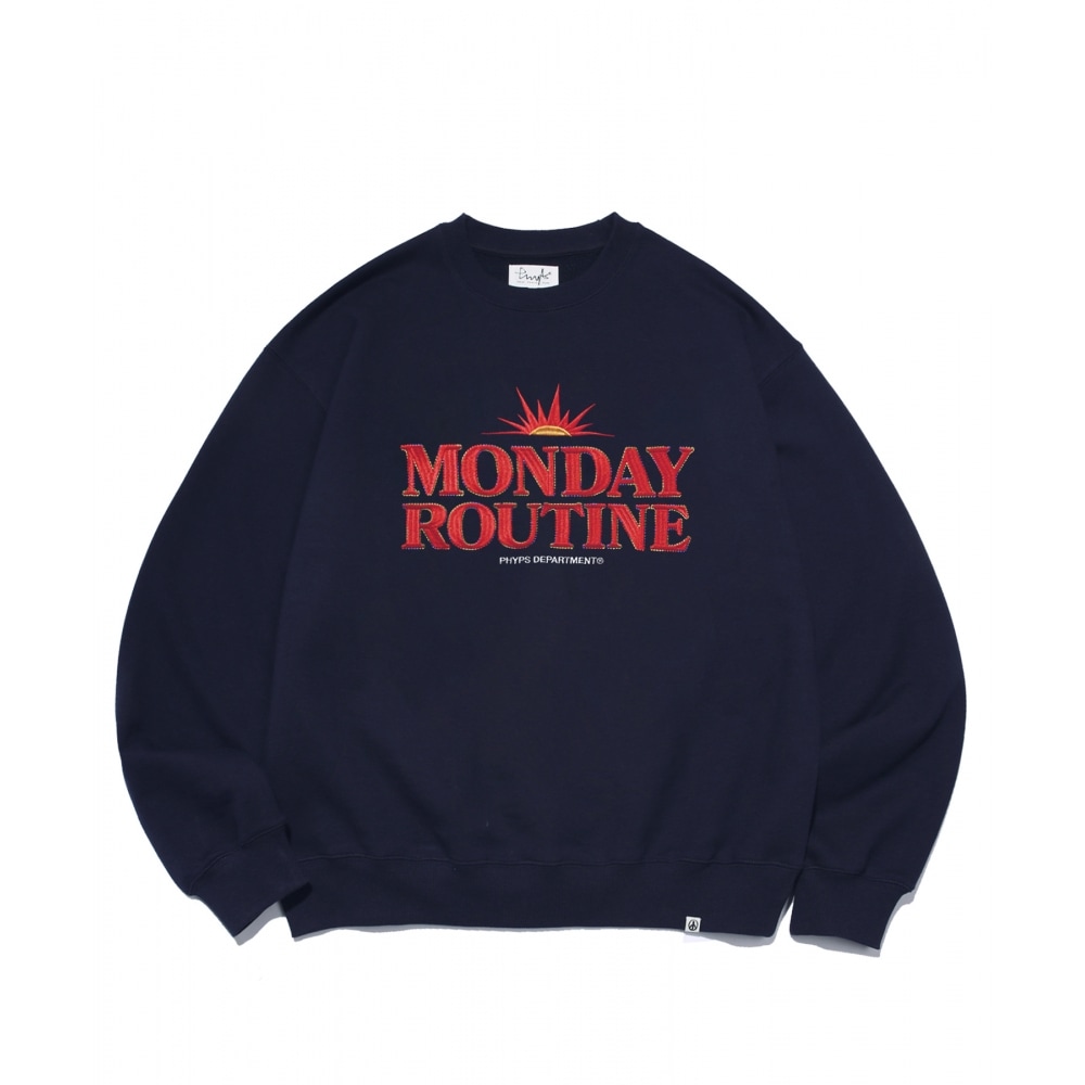 体育部 PHYPS マンデールーチンカラーステッチクルーネックネイビー