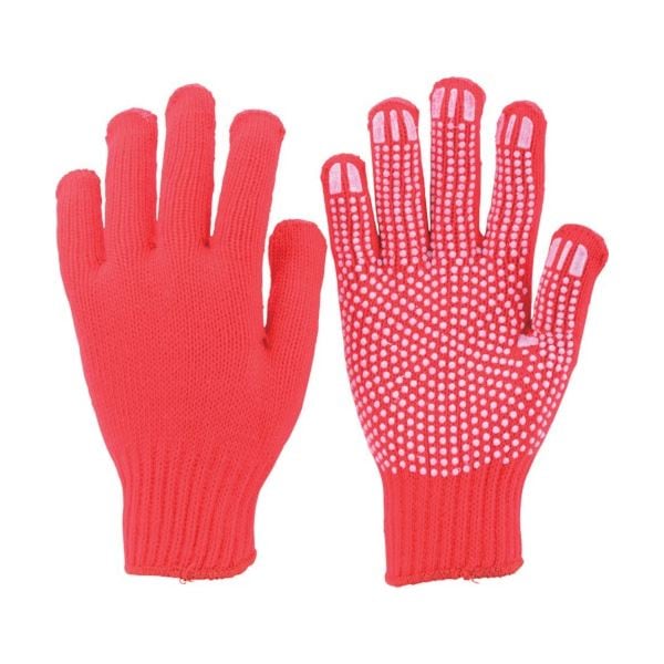 （まとめ）カラーナイロンすべり止め付軍手 赤 TCNSG-R 1双 [x10セット]