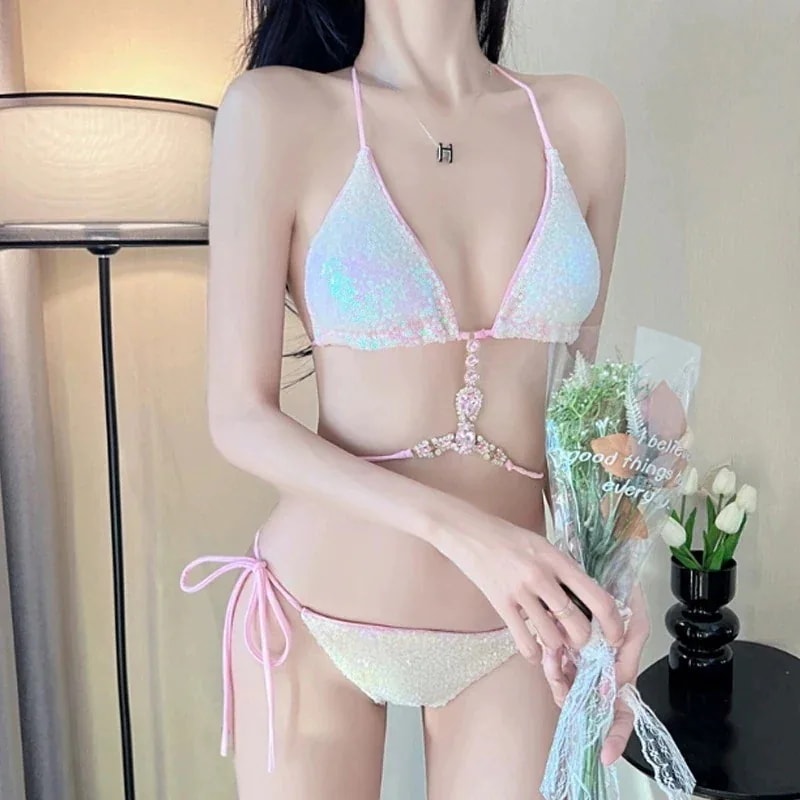 【20点セット】メガ割24新游泳衣女性感 比基尼三件套分体泳装値下げセール