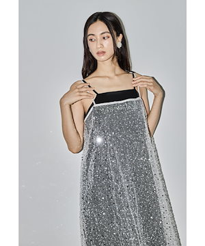 niana Mサイズ シアーラメAラインドレス 結婚式2次会にも niana M