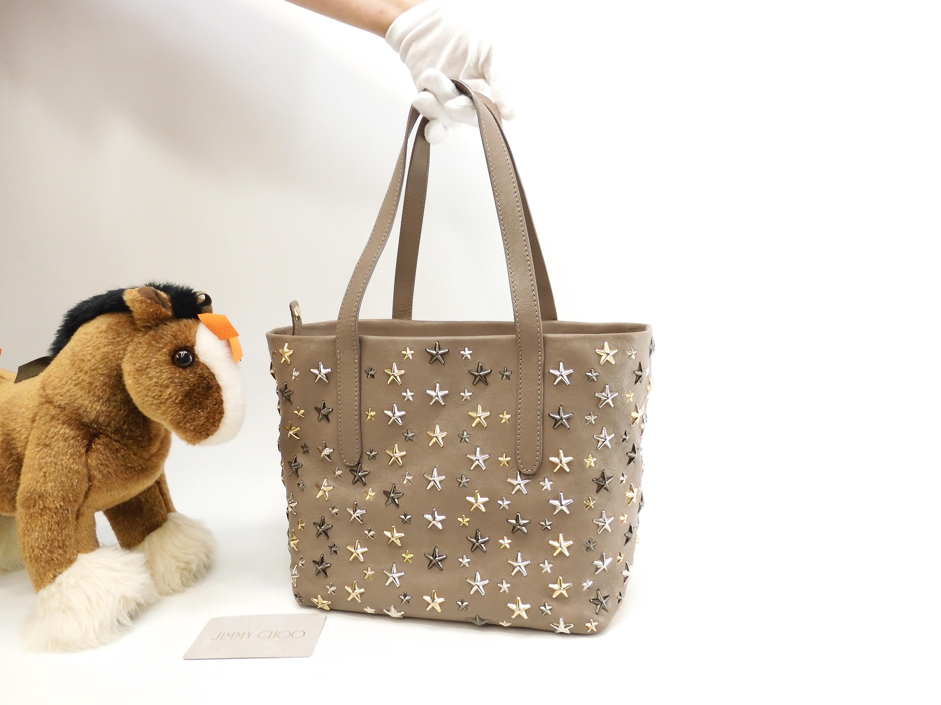 ソフィアS スタースタッズ レザー灰 ハンドバッグ トートバッグ@NYM4HB