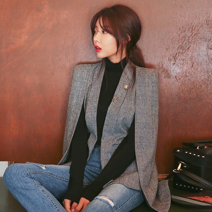 テーラードジャケット ケープ型 マントタイプ ショール風 ミドル丈 アウター ジャケット 上着 スーツ 前開き きれいめ 大人 上品 おしゃれ お洒落 かっこいい エキゾチック 大人女子 こなれ感 6,955円