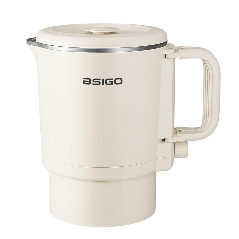 即納：旅行折り畳み式電気ポータブルケトル折り畳み式湯沸かし器折りたためるケトル 電気ケトル スープメーカー 湯沸かしケトル 100V 800ml 沸騰ドライ保護8分急速沸かし 煮込みお湯 ラーメ