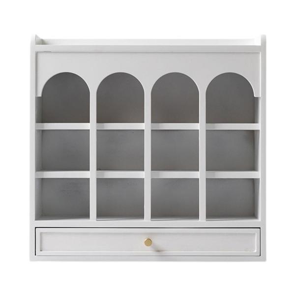 木製自立式シャドーボックス 素朴な木製フロートキュリオシェルフ 12コンパートメント付き 木製マグホルダー カップ 雑貨 キャンドル用