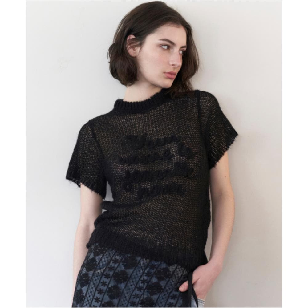 ROCKCAKE Seethrough Embroidery Knit Black RC24KN01000