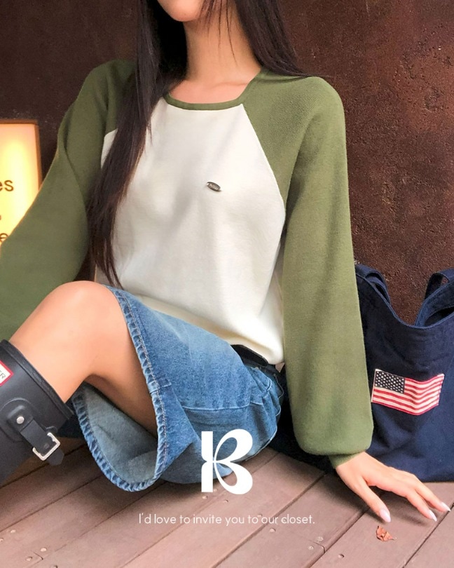 ルーピー ラグランラウンドニット nt1317