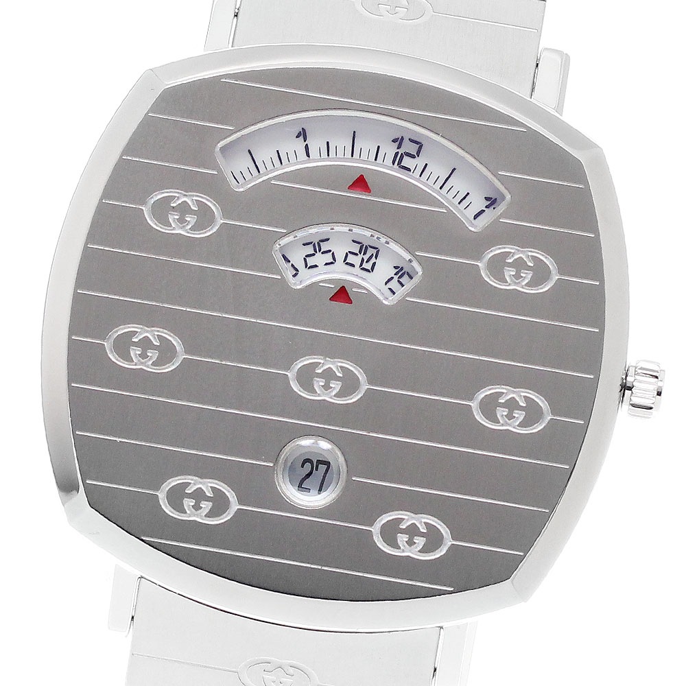 グッチ GUCCI 157.3/YA157410 グリップウォッチ デイト クォーツ メンズ 美品 箱付き_951368【中古】