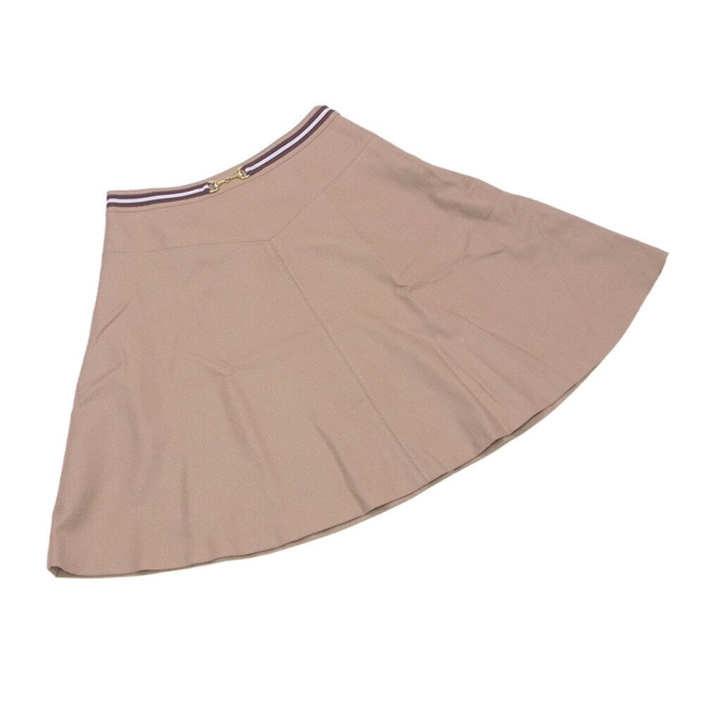 スカート フレアー ビット金具付き 38サイズ ベージュ ブラウン ゴールド系 中古