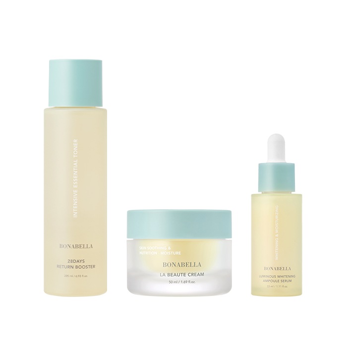 ボナベラ高保湿鎮静トナー+鎮静クリーム+美白アンプル基礎化粧品3種セット(+泡容器贈呈)
