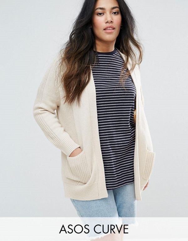 ASOS エイソス レディース 大きめサイズ ゆったりサイズ 送料無料 Oatmeal marl CURVE Ultimate Chunky Knit Cardigan