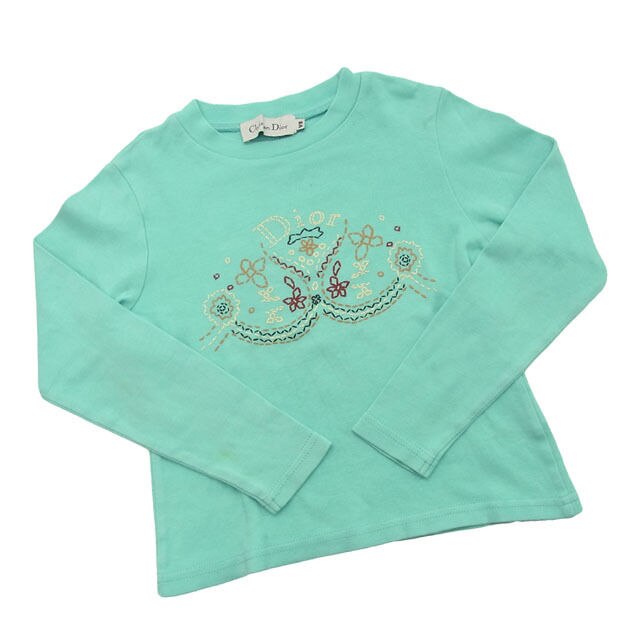 カットソー /長袖 ロゴ＆フラワープリント /キッズサイズ8A（8才） ライトブルー系 中古