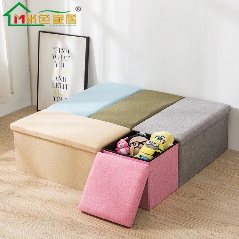 収納スツール家庭用綿とン多機能折りたたみ式の仕分けボックス大きな靴交換スツール布製服収納スツール131