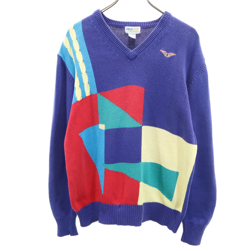アイゾッド 90s オールド USA製 長袖 セーター M パープル IZOD ニット メンズ