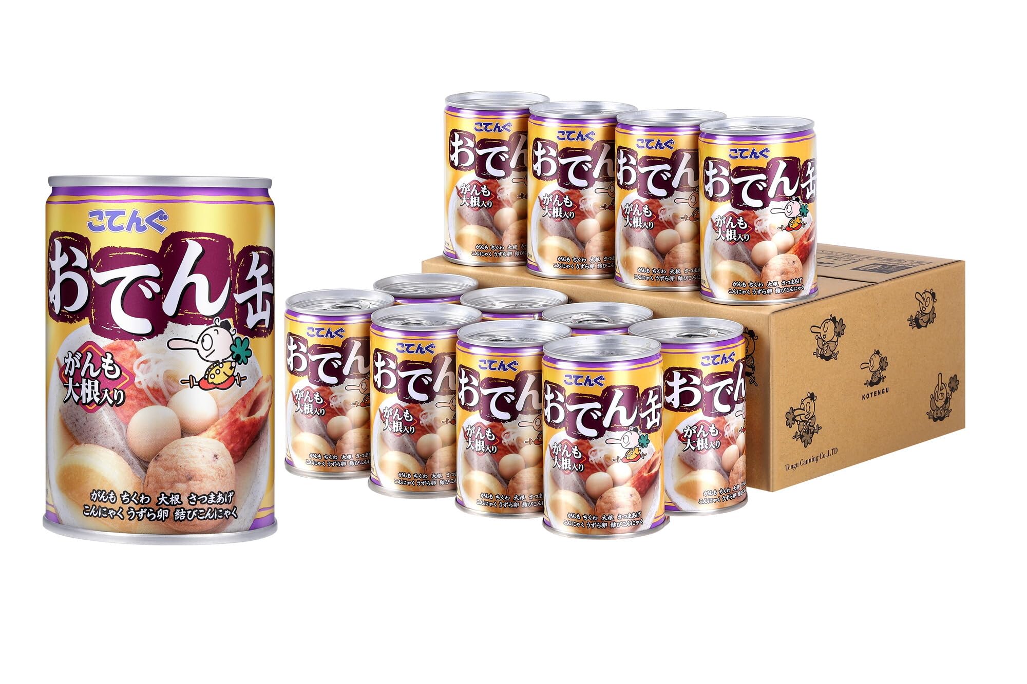 【Amazon.co.jp限定】公式 こてんぐ おでん缶がんも大根入り 7号缶/12入 缶詰 防災 保存食 非常食 備蓄 ローリングストック 缶切り不要