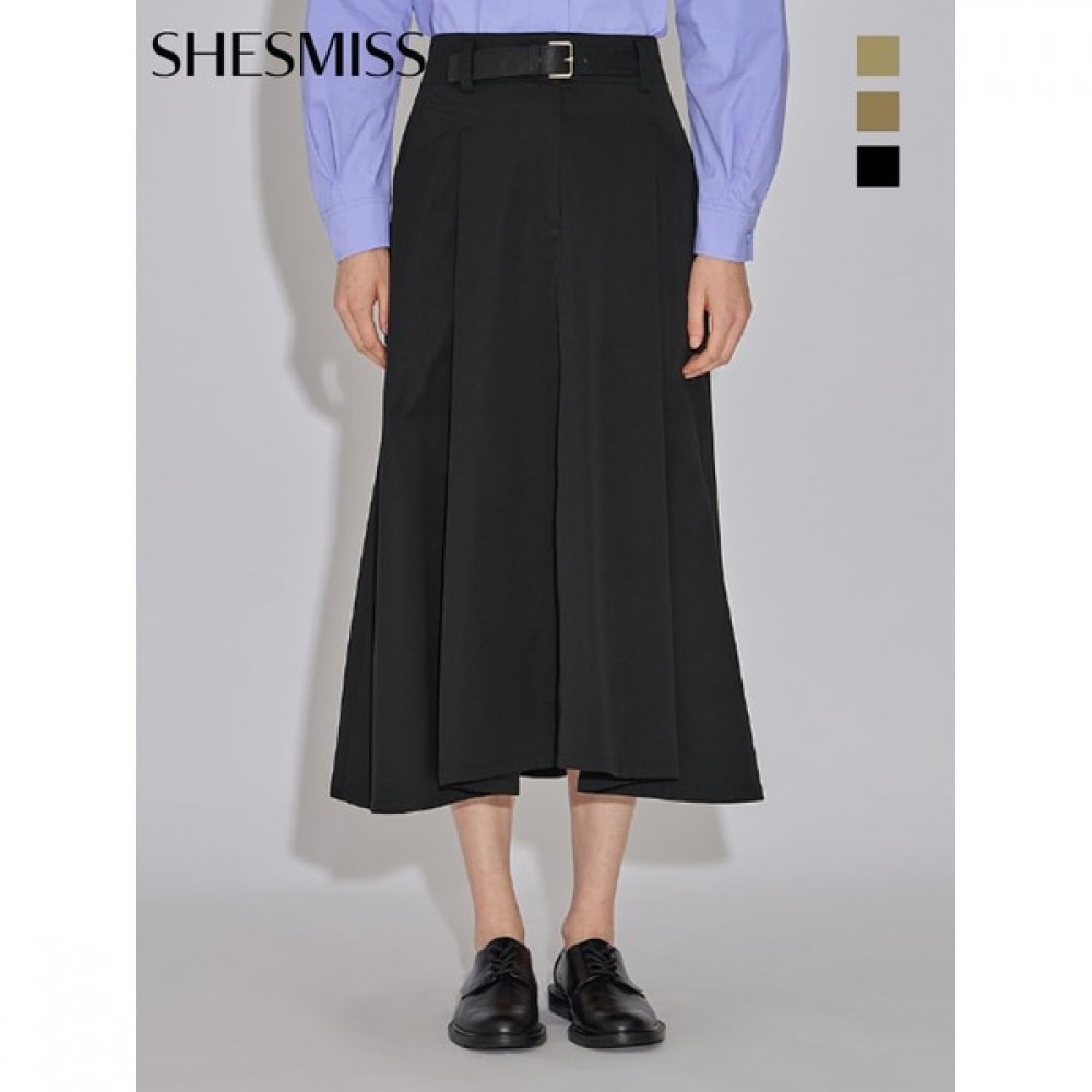 (Shes Miss) ベルト付きバックバンディングフレアスカート_swwsko32030