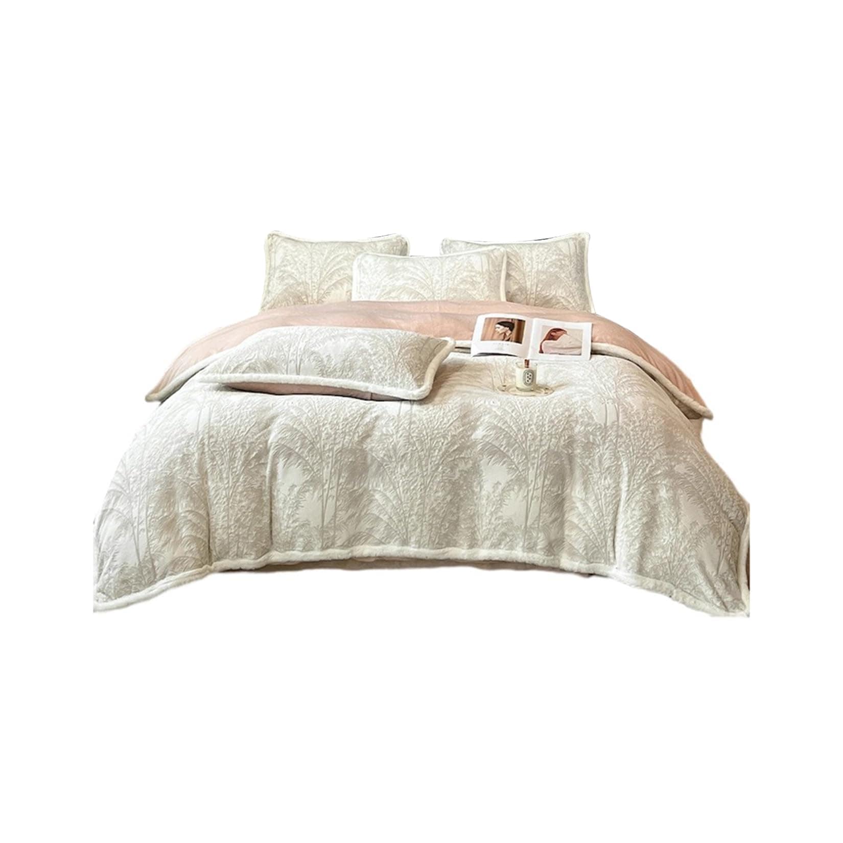 フランネル 布団カバーセット シングル ダブル 3D彫刻花柄 とろける シルクタッチ 柔らか肌触り あったか 保温 静電気防止 ふわふわ 高密度 厚手 おしゃれ 洗える 秋冬寝具