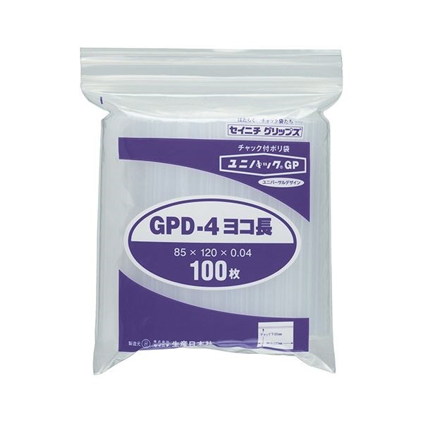 （まとめ） セイニチ ユニパックGP ヨコ長タイプヨコ120タテ85厚み0.04mm GPD-4ヨコナガ 1パック（100枚） 10セット