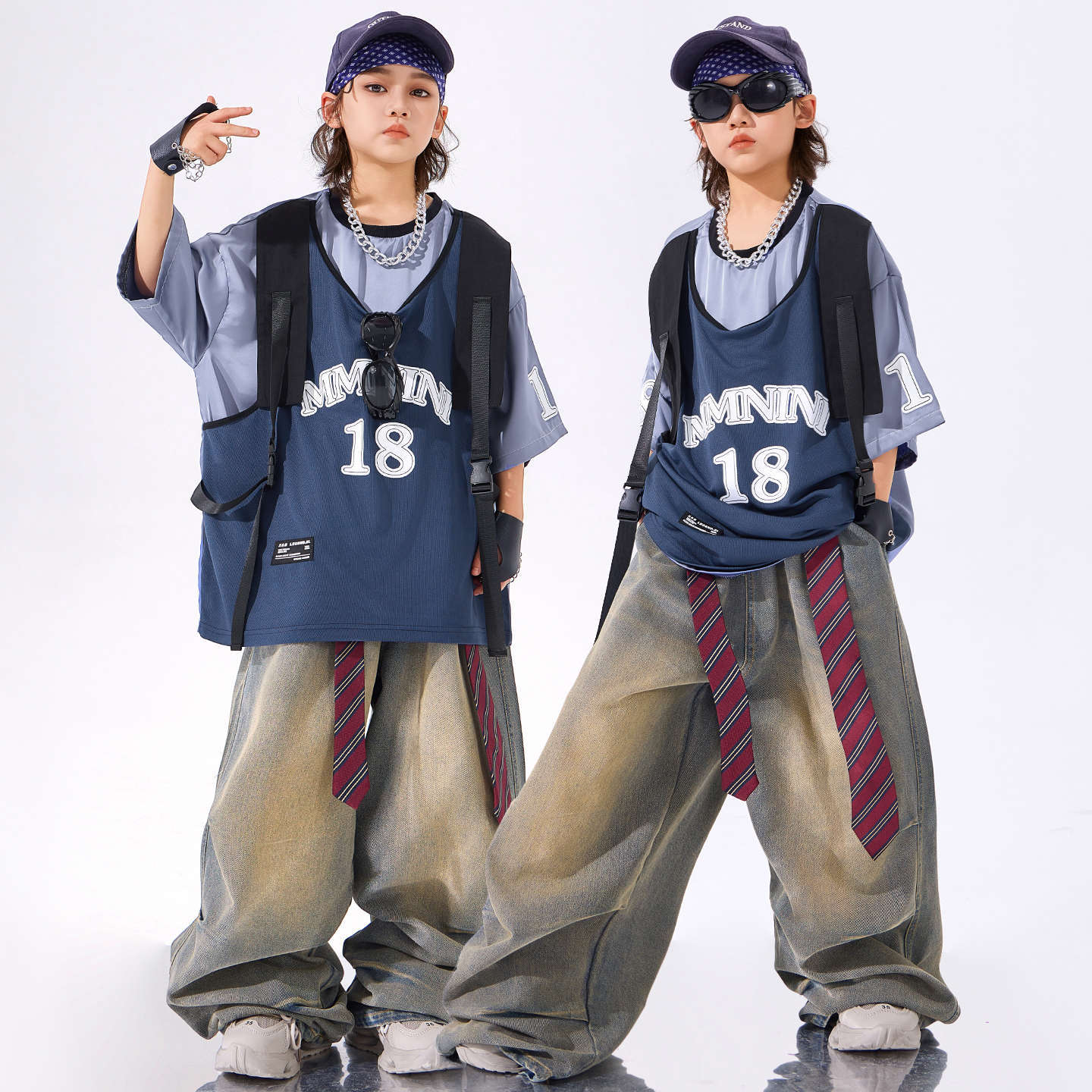 男女兼用 ジャージ セットアップ ストリートダンスファッションウェア男の子向けヒップホップクールでスタイリッシュな子供用パフォーマンス衣装