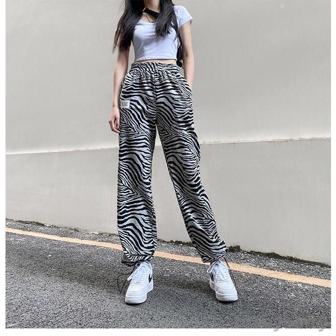 ワイドパンツ 春 夏 秋 ゼブラ柄 レディース スウェットパンツ ロングパンツ パンツ シマウマ柄 ウエストゴム パンツ カジュアルパンツ