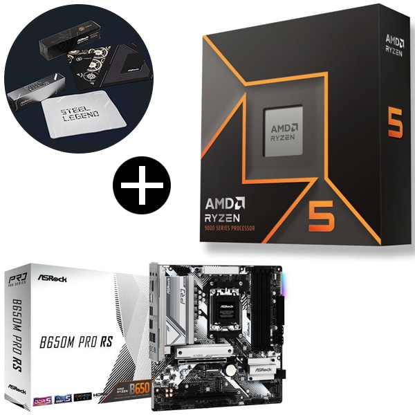 Ryzen 5 9600X W/O Cooler WOF (6C/12T3.9GHz65W) CPU + ASRock B650M Pro RS + ASRockオリジナルマウスパッド セット