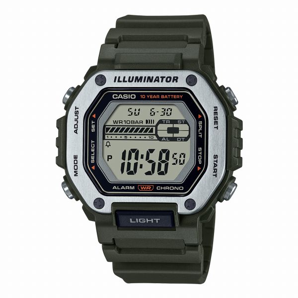 取寄品 正規品 CASIO腕時計 カシオ SPORTS デジタル表示 長方形 カレンダー 10気圧防水 MWD-110H-3AJF メンズ腕時計