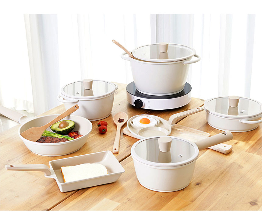 LaCena Cream セラミック テフロン加工 IH INDUCTION 鍋 調理器具