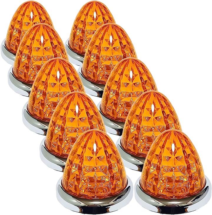 24V トラック用 LED マーカーランプ サイド 8面クリスタルカット仕様 16LED 汎用 10個 セット (オレンジレンズ)
