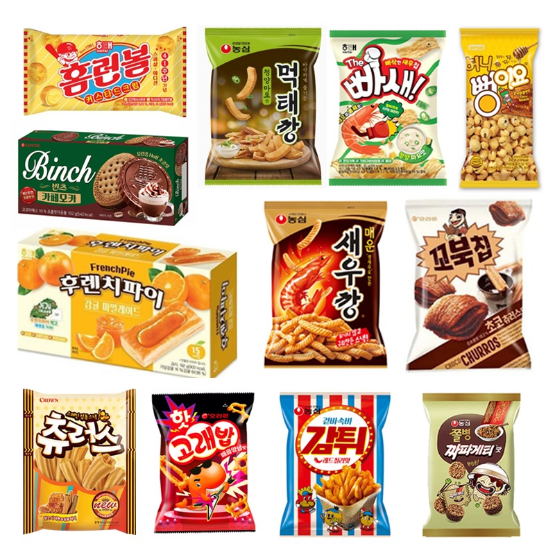 韓国 お菓子 韓国人気菓子スナック新しくなった 12種セットエビ
