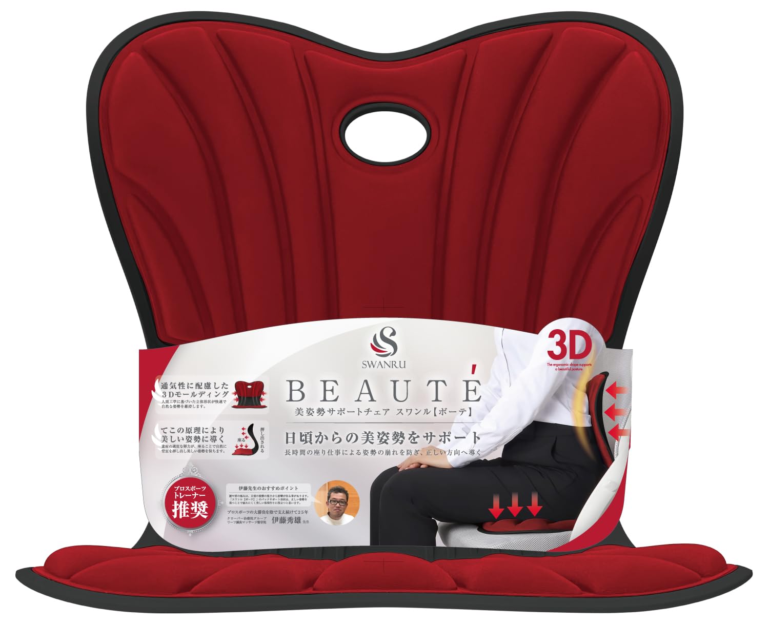 アイストゥーユー) 姿勢 サポート スワンル ボーテ 椅子 綺麗 美姿勢 姿勢 スタイル サポート チェア イス 腰 猫背 ストレートネック 矯正 クッション 背すじ 長時間 オフ 50047