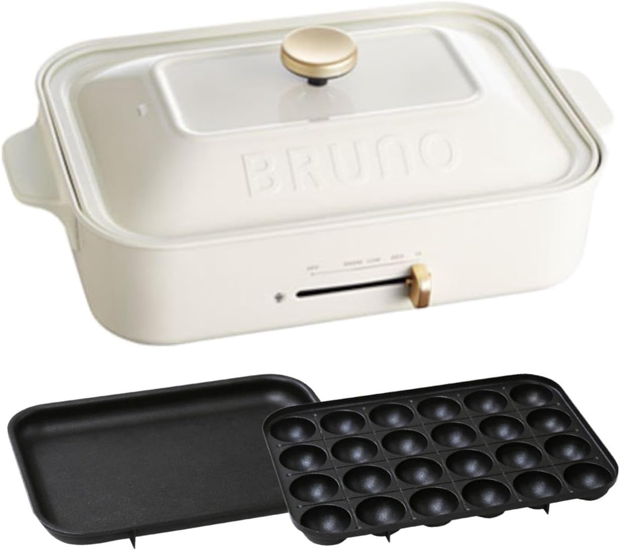 BRUNO コンパクトホットプレート ホワイト 平面 たこ焼き プレート セット BOE021-WH