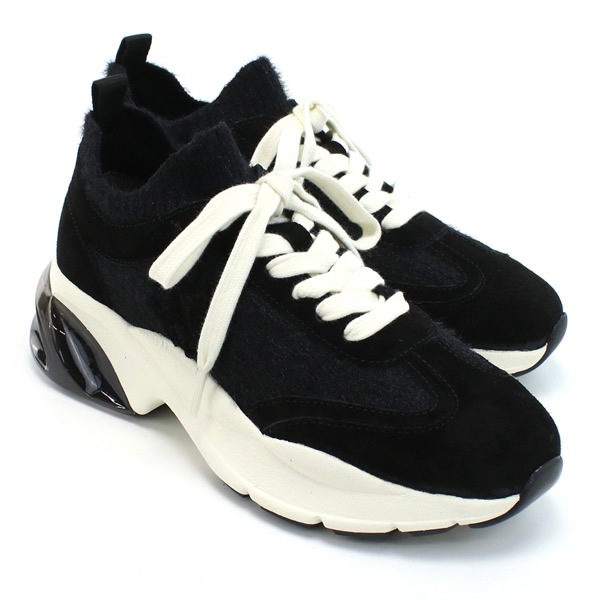 スニーカー 148597 GOOD LUCK MOHAIR TRAINER ブラック PERFECT モヘアニット スエード レディース