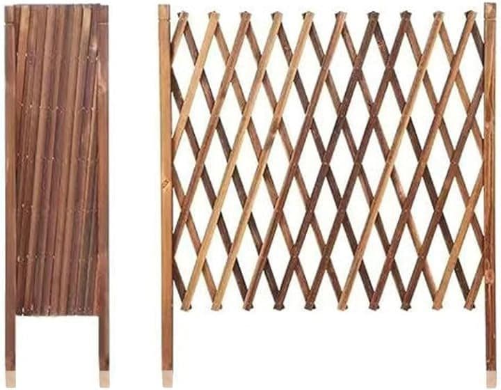 庭の柵 ガーデンフェンス 天然木 伸縮 木製柵 フェンス・垣 アコーディオン カーゲート 門扉 高さ ラティス・垣根・ゲート(土地用（地下に挿入スタイル）, H70cm)