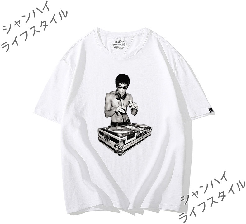 2枚セット 選べる7色 選べる8Size 半袖Tシャツ ブルースリー Tシャツ DJ 丸襟 メンズ