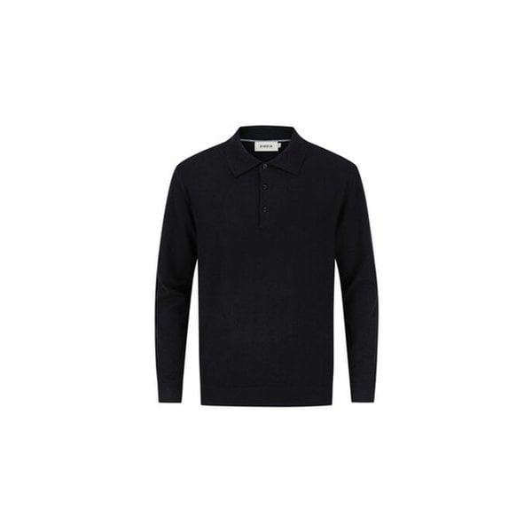 男性マッスルフィットカラーニット ウォッシャブルカシフィルネイビー