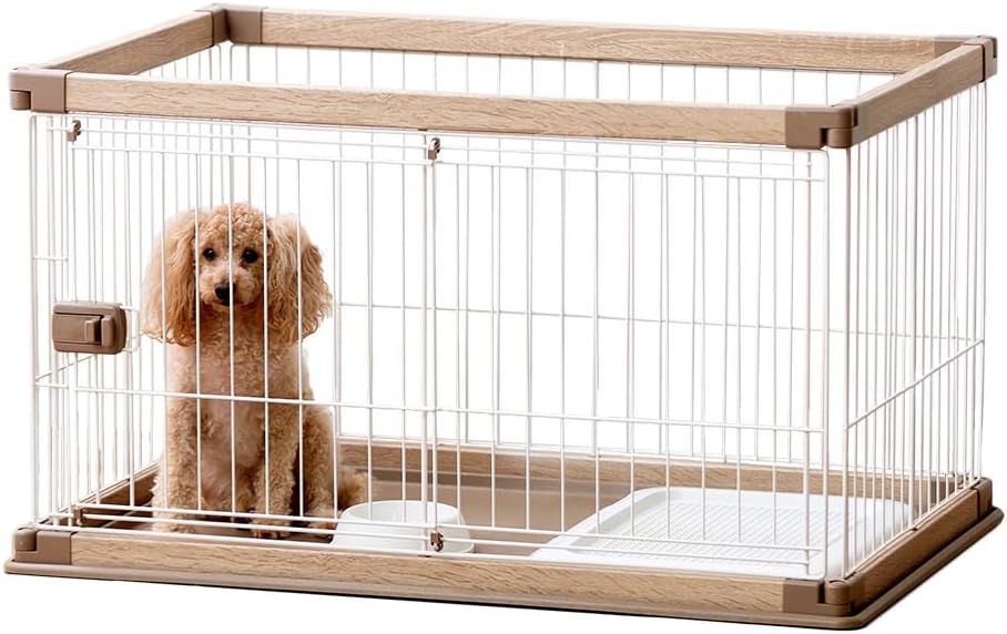 マ 犬 組み立て簡単 サークル ウッディサークル ロータイプ ライトナチュラル 小型犬用 幅97.5×奥行66.5×高さ55.5cm PWSR-960LV 7,974円