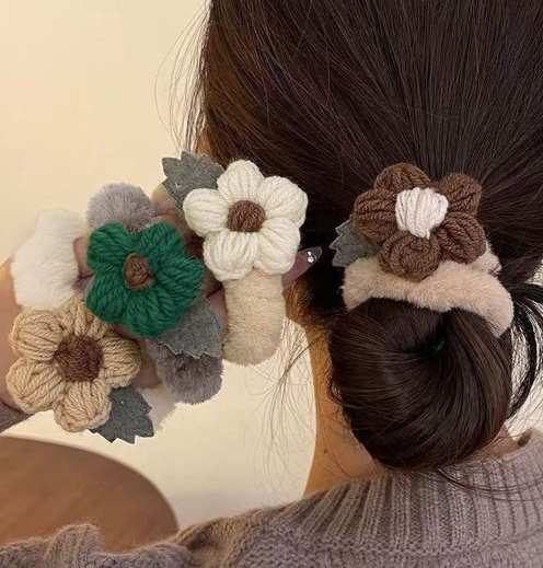 花モチーフ ヘアゴム レディース 秋冬 超可愛い女の子