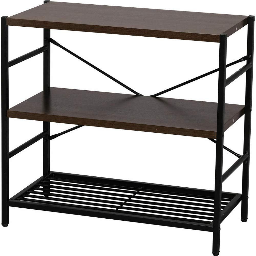 全国送料無料 アイリスプラザ 棚 本棚 収納 スチールラック おしゃれ おもちゃ キッチン 収納 オープンシェルフ ダークブラウン 3段 AJ-S3