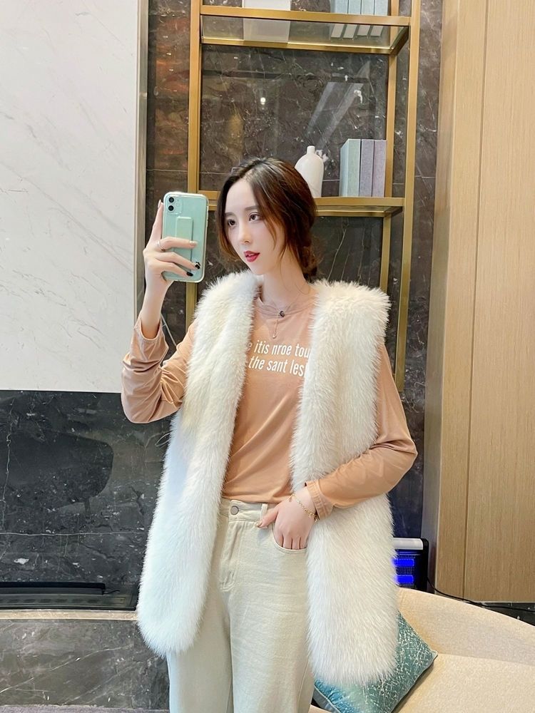 フェイクファー ベスト スリム スタイル 23 ファッション 気質 sweet系アウターベスト