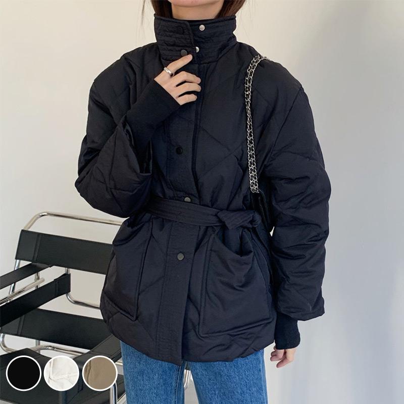 Hot!!!新作セール フェイク ダウンジャケット レディース キルティング アウター ミディアム丈 長袖 厚手 ダウン風 黒