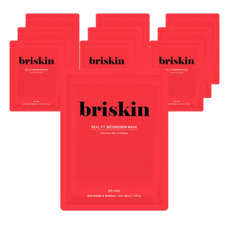 ブリスキン BRISKINンリアル フィット セカンドスキン彈力 マスクシート 10枚 マスクパック マスクペㇰ