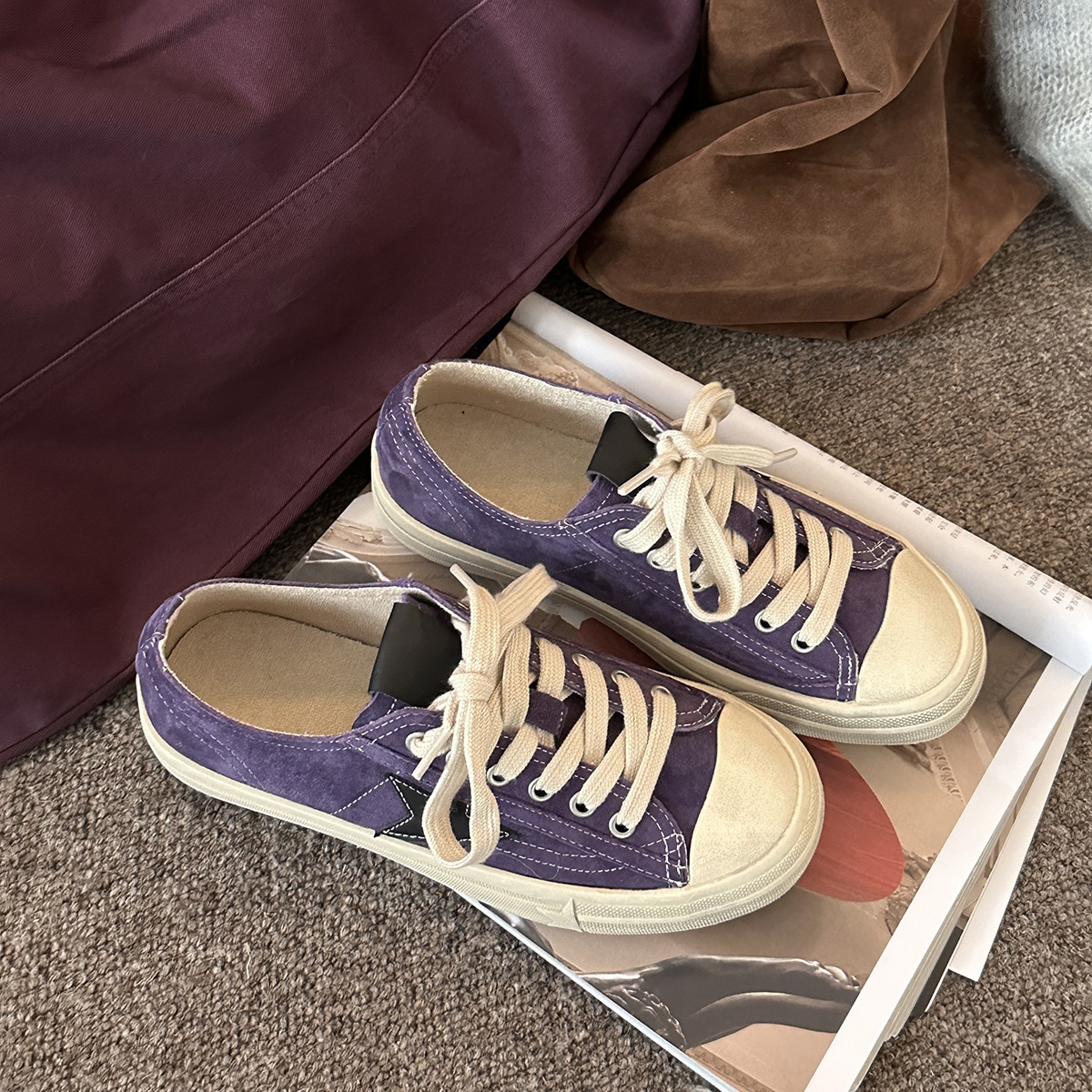 Marco&joyceレトロな日本のスニーカーデザインニッチスター古い汚れた靴2024秋の新しいスタイル