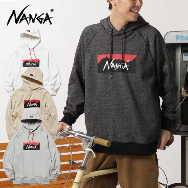 ナンガ NANGA ECO HYBRID BOX LOGO SWEAT HOODIE エコハイブリッドボックスロゴスウェットフーディー メンズ トップス パーカー [BB]