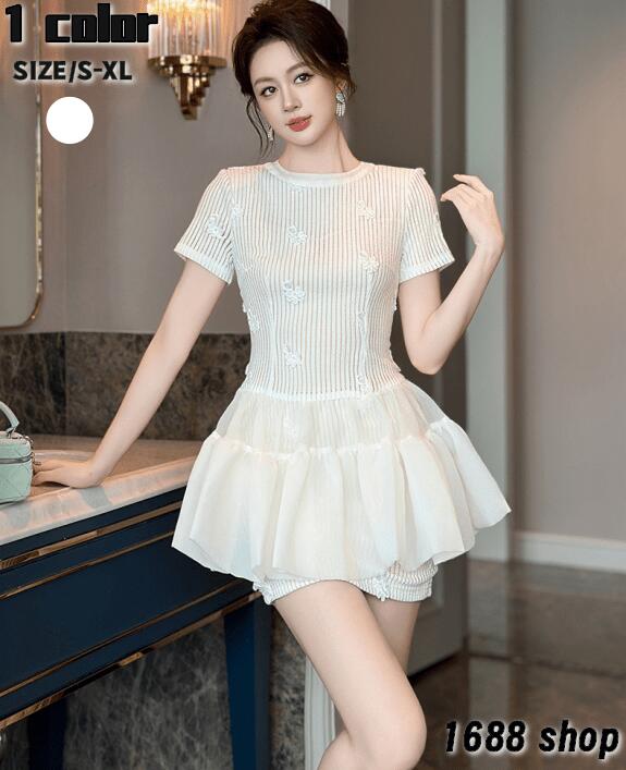 大特価2025 ワンピース Aライン ミニ ニットワンピース　花柄　タイトワンピース インポート ひざ丈 ミドル丈 エレガント　韓国ファッション シンプル Vネック パーティドレス 袖あり　お嬢様 セ