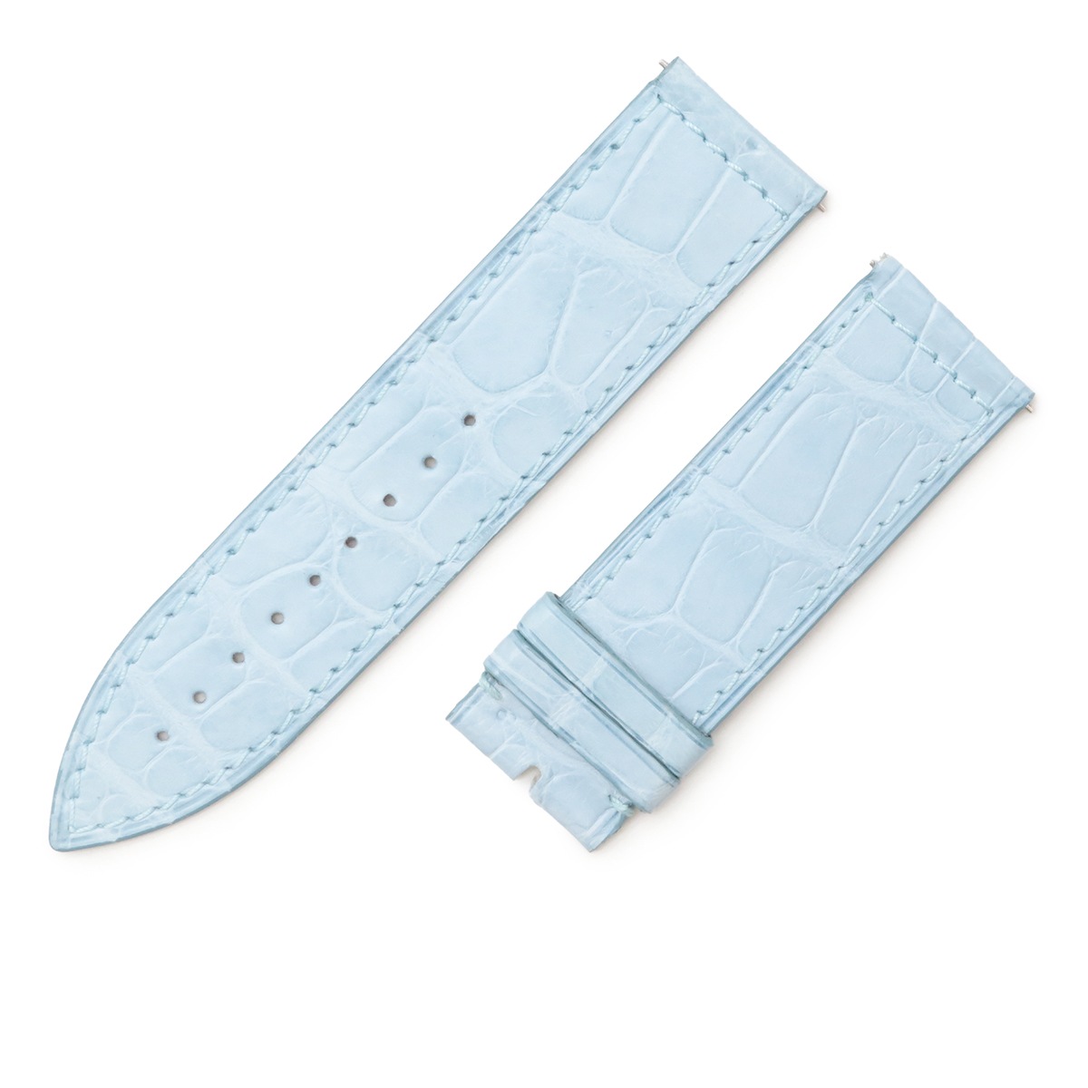 ロングアイランド 1000用 クロコバンド メンズ 純正 替え ベルト ロング マット 22mm ブルー 水色 3年保証